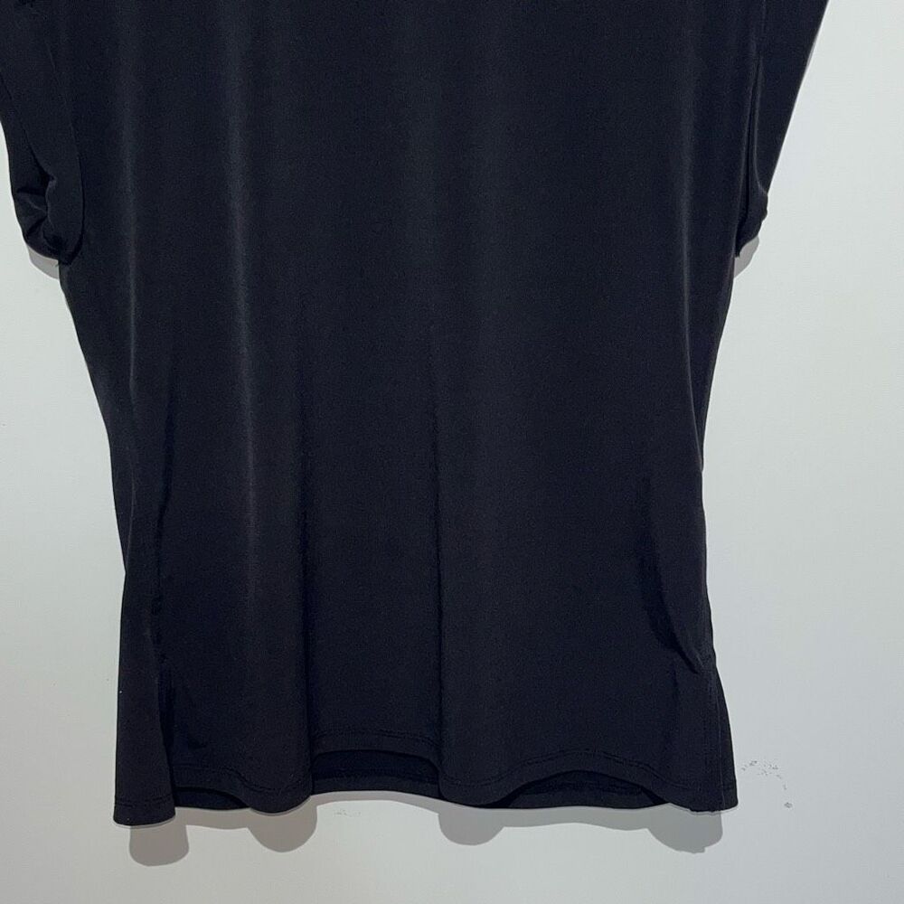 Nine West Women's Black Crew Neck Cuffed Sleeve Stretch T-Shirt Size Medium - Picture 2 of 9